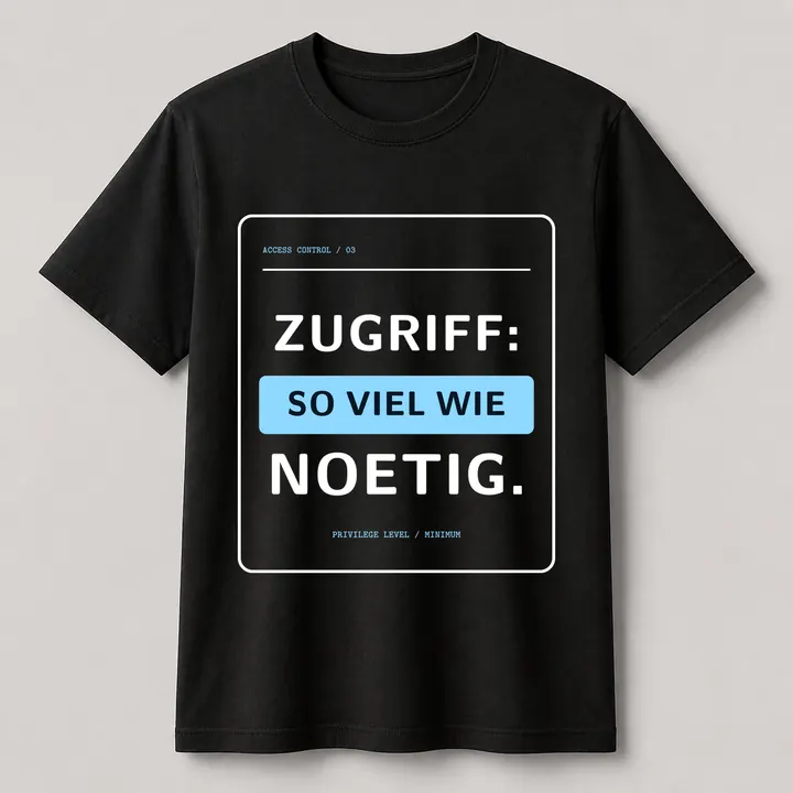 Schwarzes Creator-2.0-T-Shirt mit dem Motiv ZUGRIFF: SO VIEL WIE NÖTIG.